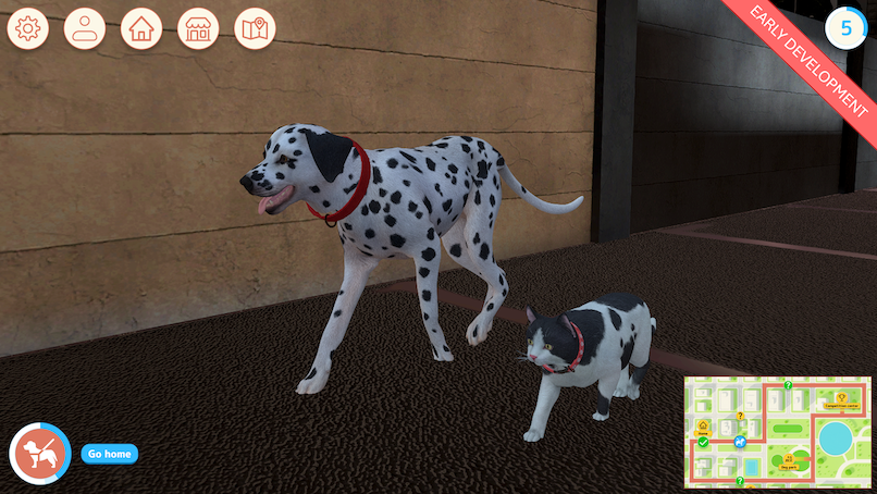 Draw-the-walk feature for virtual dogs and cats